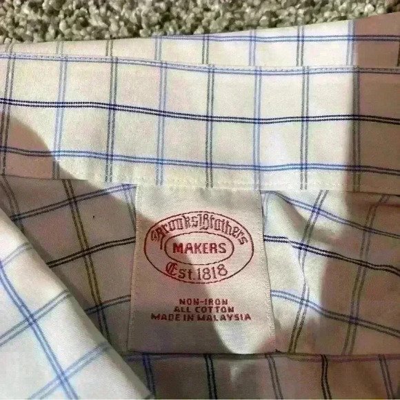 BROOKS BROTHERS MAKERS COTTON NON IRON DRESS SHIRT  White & Blue Stripe 2XL - Picture 8 of 9